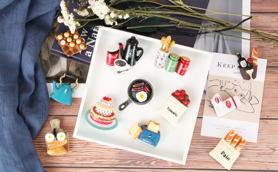 wholesale 12pcs food fridge magnets for fridge fun cute magnet refrigerator stickers for kitchen magnet decorative strong resin magnets home decor office factory & supplier oem
