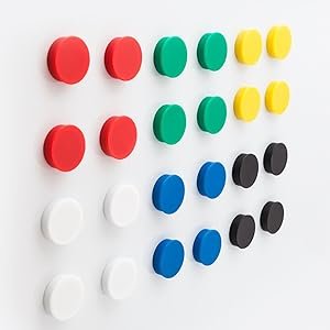 wholesale bullseye office 24 round assorted color fridge magnets, button shaped, small colorful magnetic discs for kitchen, cabinet or classroom, perfect whiteboard supplies for teachers (assorted color) factory & supplier oem