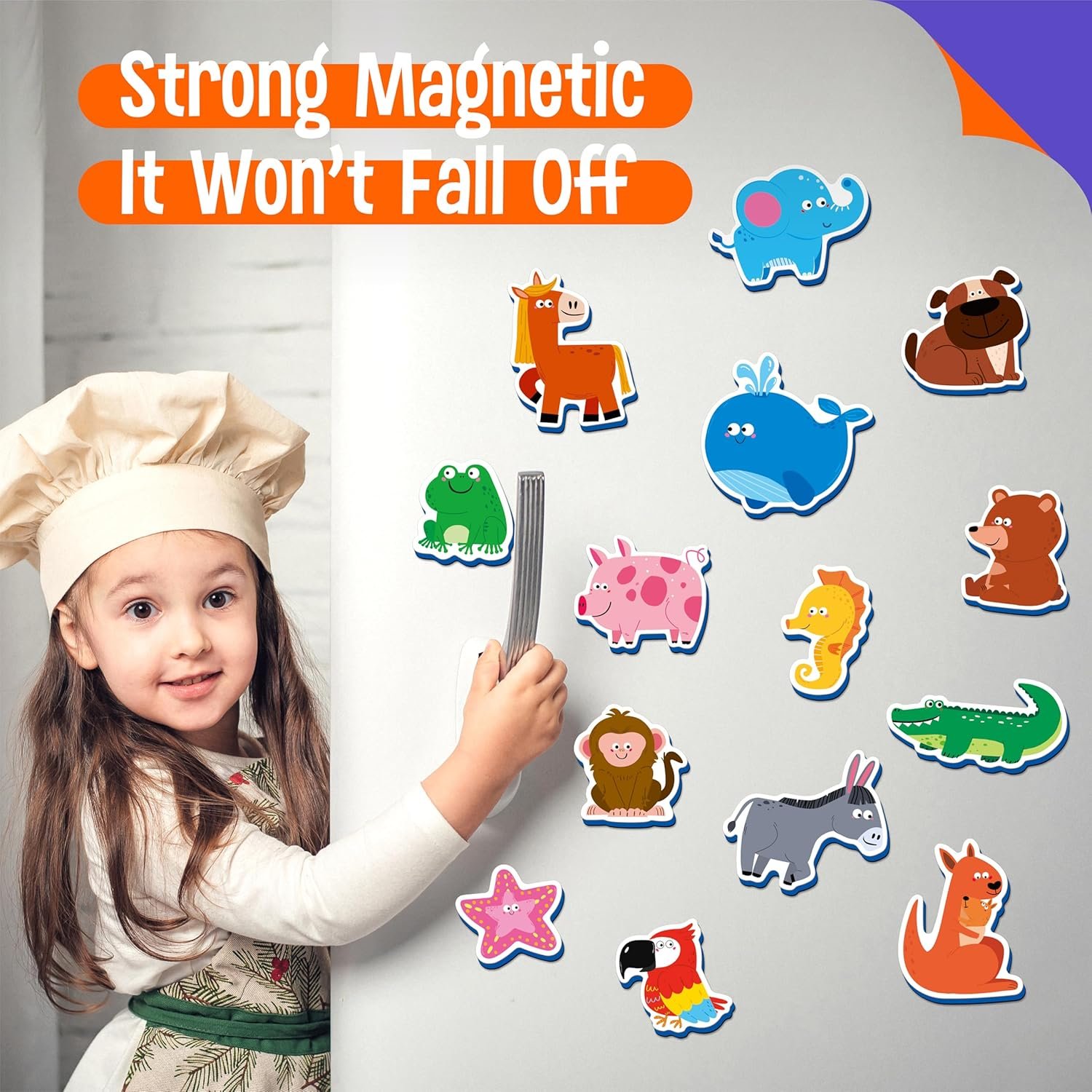 wholesale 35 pcs animal magnets, adorable magnetic animal -wild animal, farm animal & marine animal-thick foam refrigerator magnets cute educational learning toys for kids 3+ factory & supplier oem