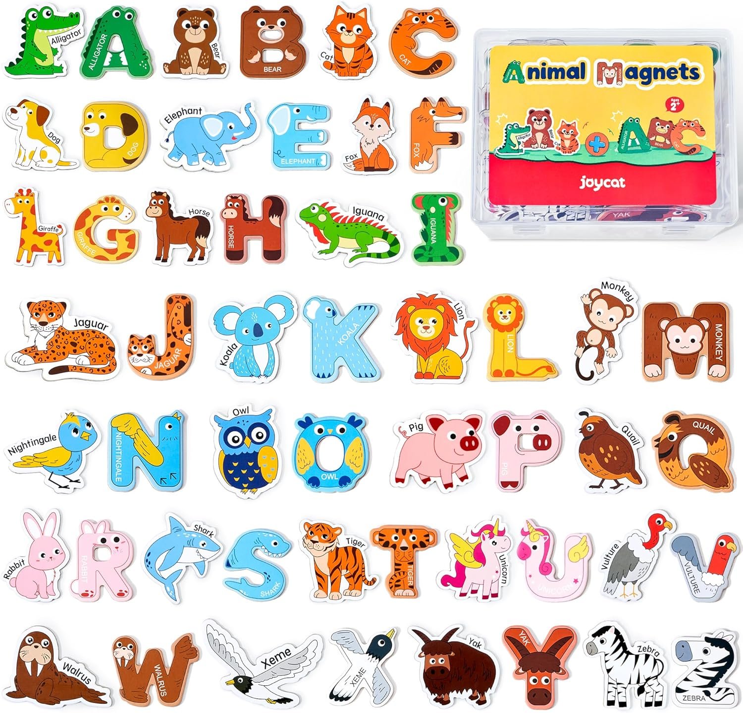 wholesale joycat wooden fridge magnets for kids – 26 cute animals & uppercase letters for toddlers, magnetic alphabet refrigerator toys, fun educational learning gifts for preschool 2 3 4 5 years old factory & supplier oem