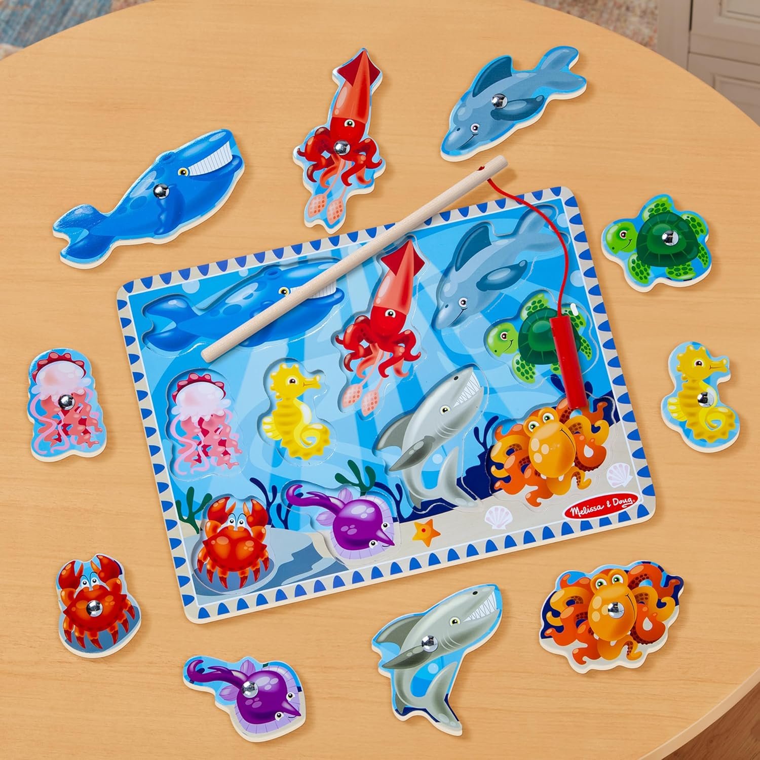 wholesale melissa & doug magnetic wooden fishing game and puzzle with wooden ocean animal magnets factory & supplier oem