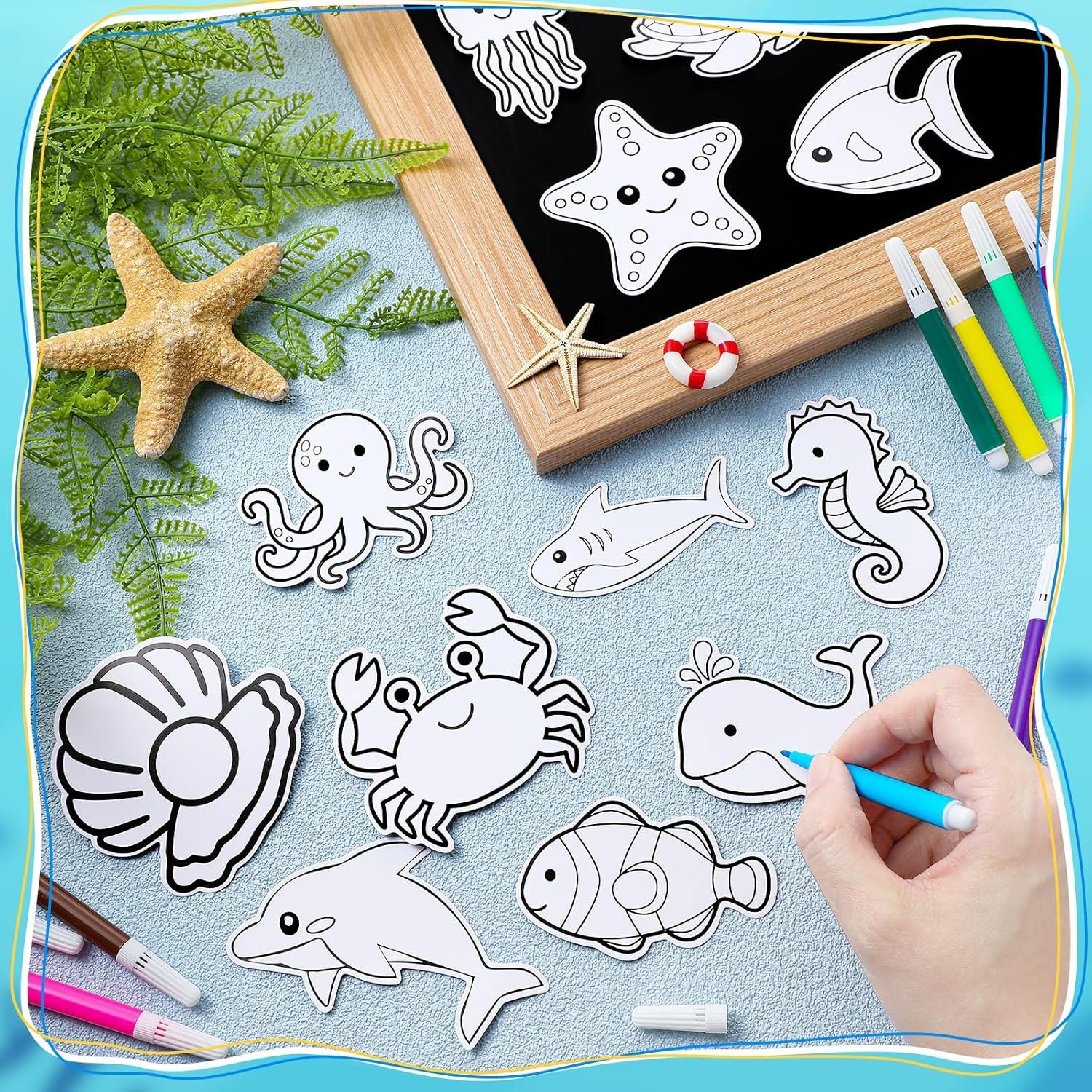 wholesale 48 sets ocean animals crafts for kids color your own under the sea magnets kit diy coloring sea animals magnet craft for school classroom home activities summer art party favors factory & supplier oem