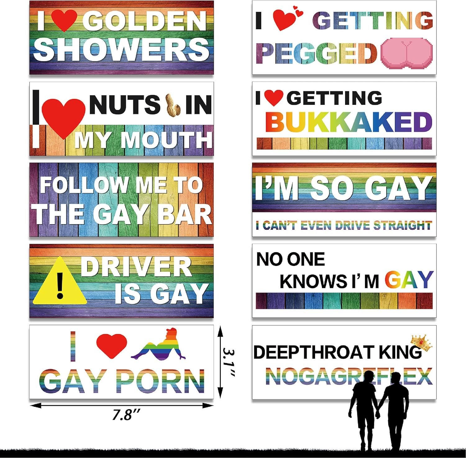 wholesale frienda 10 pcs bumper decals funny lgbt stickers rainbow bumper prank car stickers colorful car accessories for truck vehicle luggage window refrigerator(magnetic,classic style) factory & supplier oem