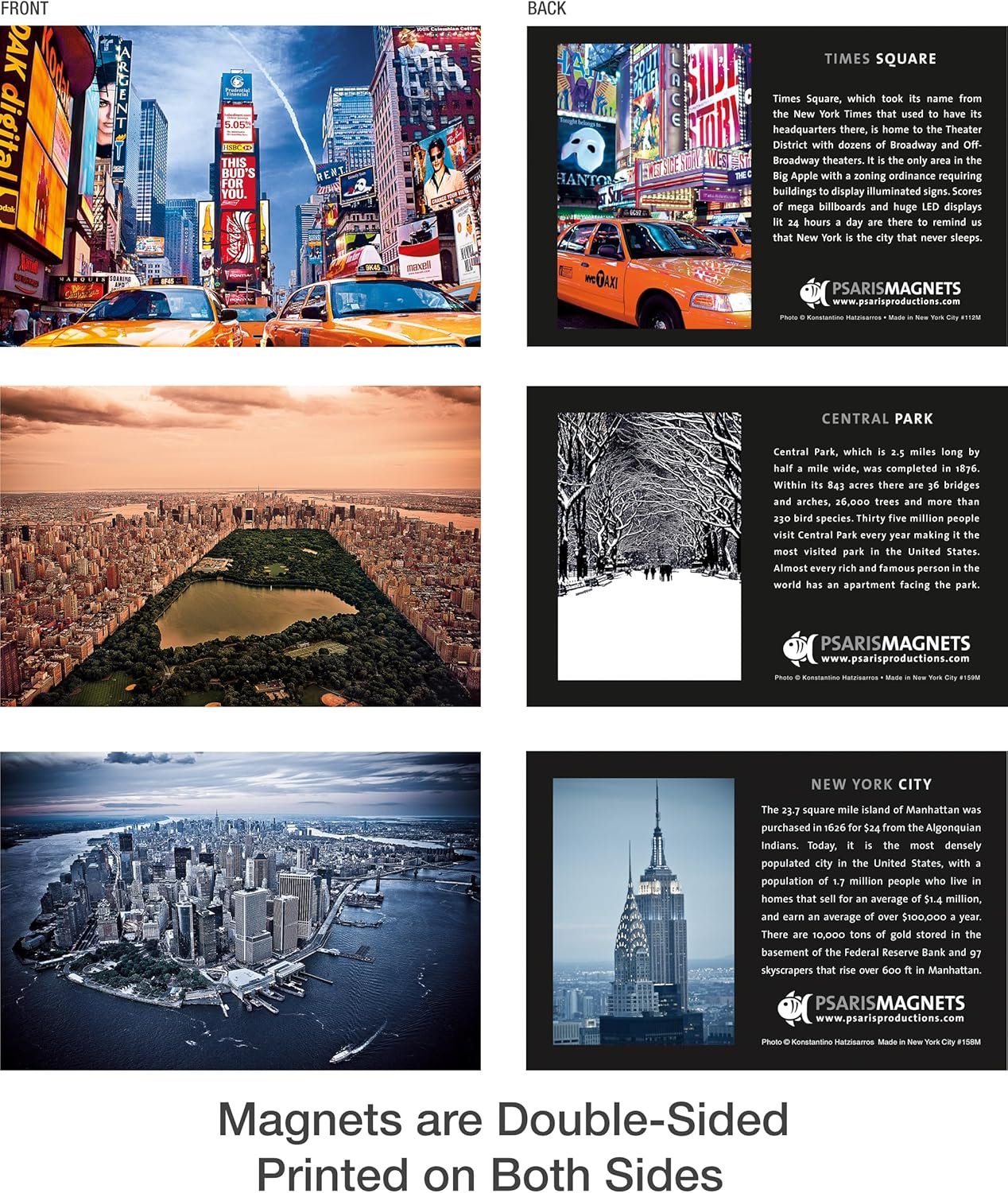 wholesale new york souvenir refrigerator magnets - double-sided, 6 pack, 3 x 4.5 inches, made in usa factory & supplier oem