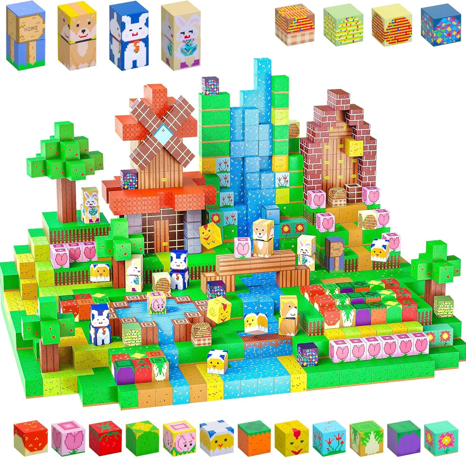 wholesale magnetic blocks-120pcs farm magnetic building blocks,stem montessori sensory toys for toddlers kids boys girls ages 3-5 4-8 5-7,magnets toy for toddler 3+ year old factory & supplier oem