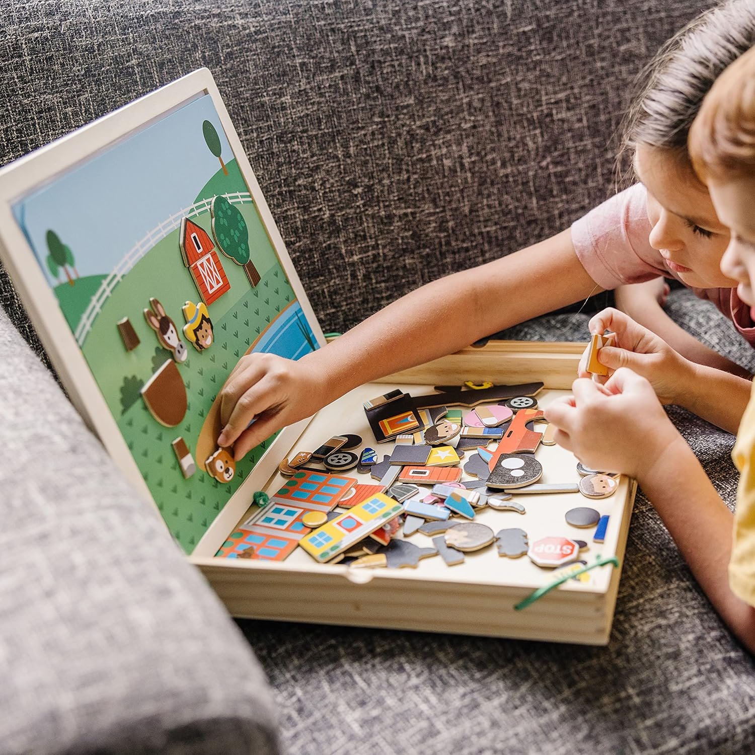 wholesale melissa & doug wooden magnetic matching picture game with 119 magnets and scene cards factory & supplier oem