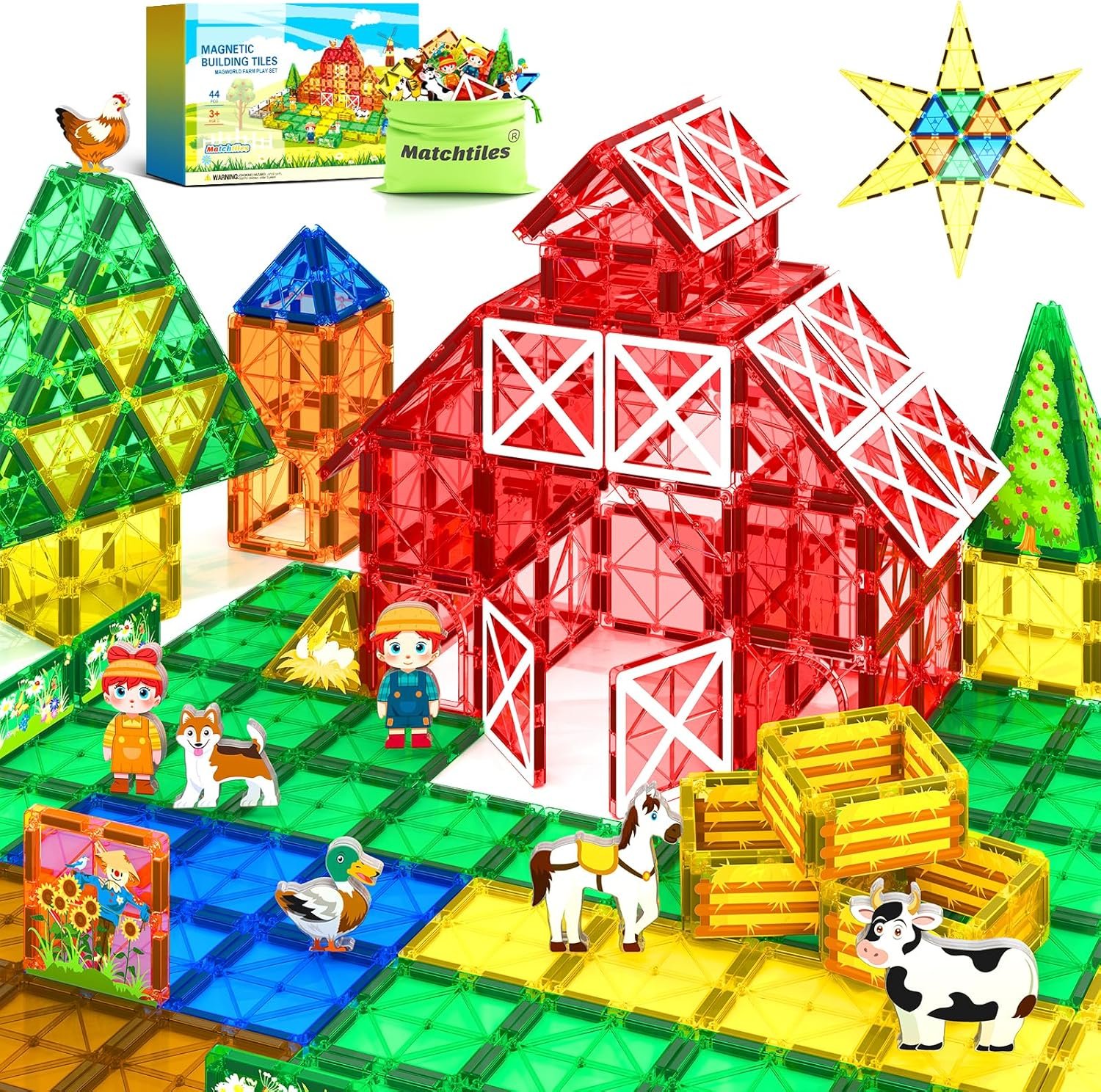 wholesale magnetic tiles toys with farm animals for 3+ year old toddler, magnetic blocks building toys for kids ages 3-5 5-7 girls boys, classroom must haves factory & supplier oem