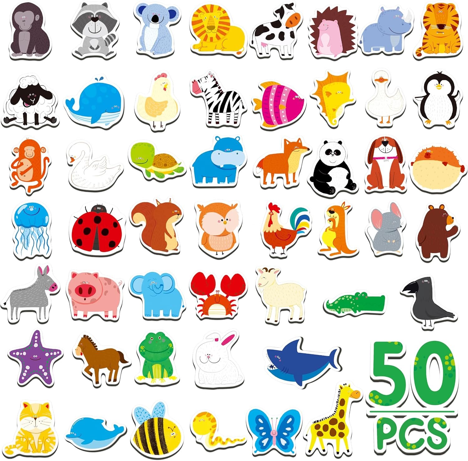 wholesale 50 pcs animal magnets, adorable magnetic animal -wild animal, farm animal & marine animal-thick refrigerator magnets cute educational learning toys for kids 3+ factory & supplier oem
