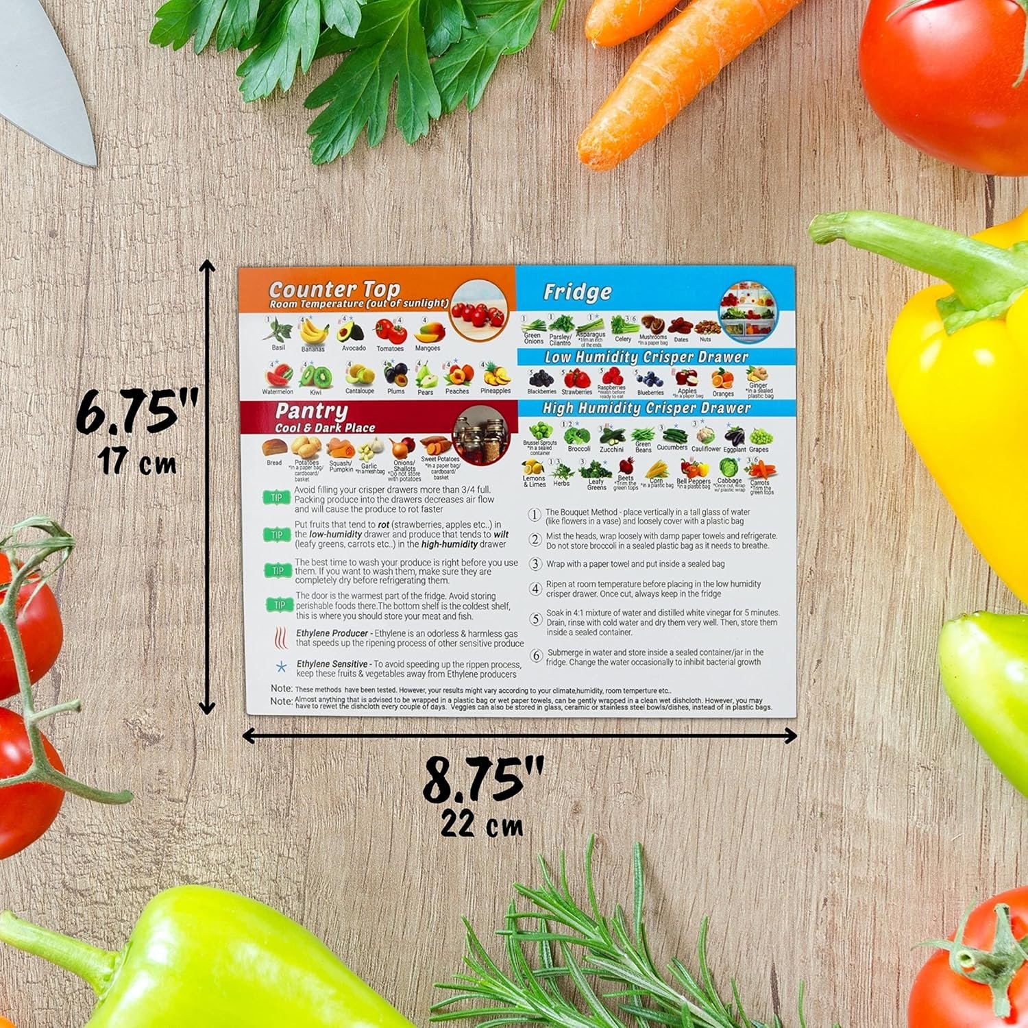 wholesale produce storage guide magnet - how to store food magnet for the fridge, fruit & vegetable cheat sheet, kitchen organizer magnetic chart, food storage chart, kitchen fridge magnet factory & supplier oem