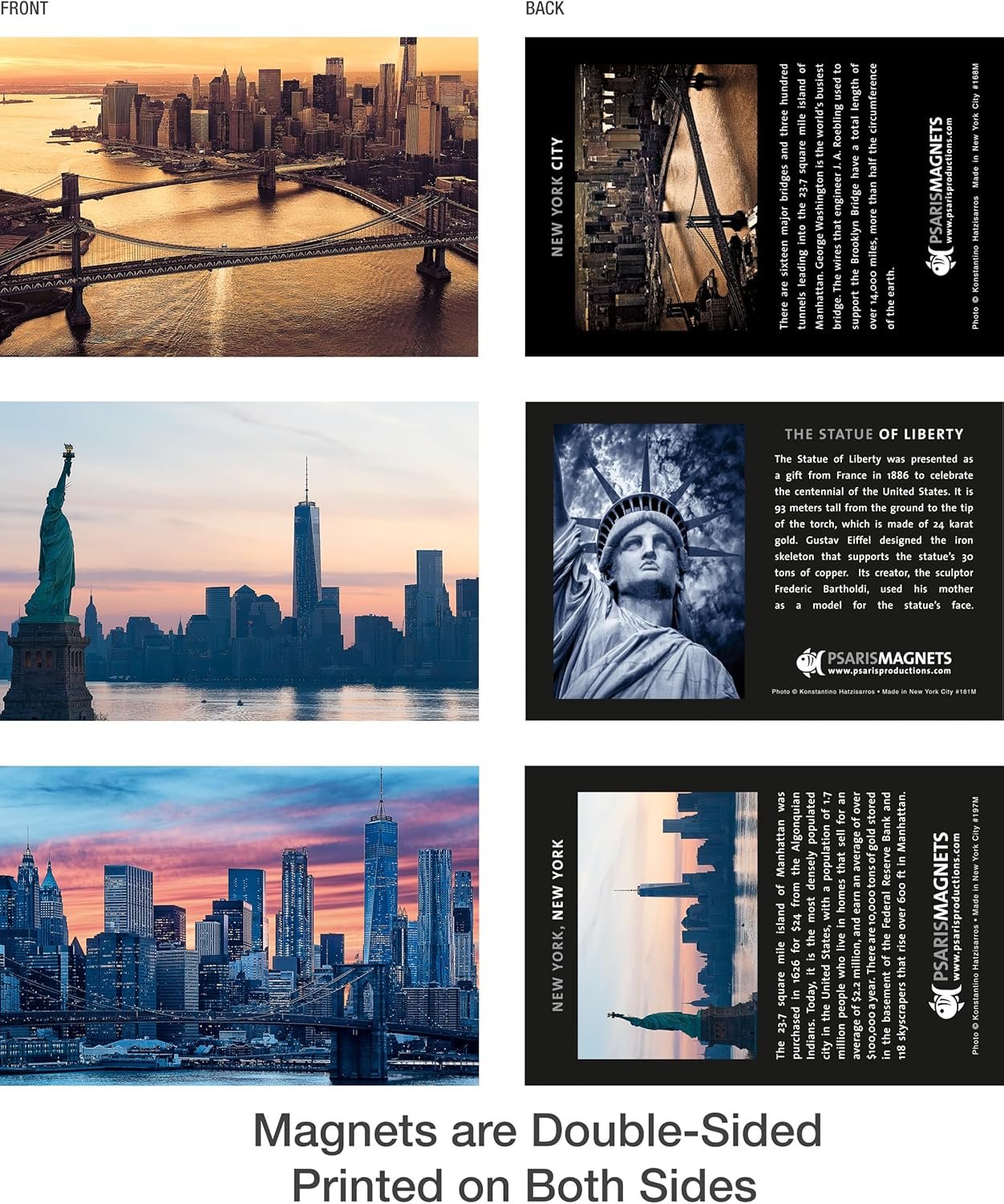 wholesale new york souvenir refrigerator magnets - double-sided, 6 pack, 3 x 4.5 inches, made in usa factory & supplier oem
