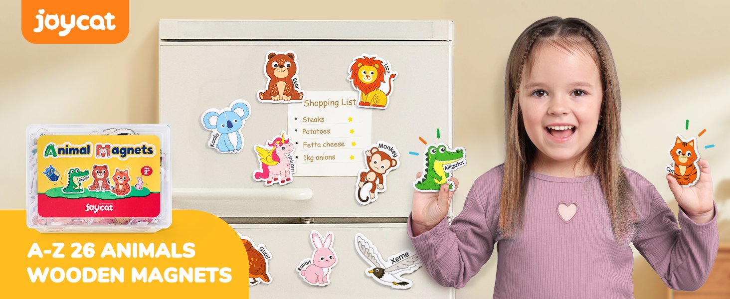 wholesale joycat wooden magnets for kids – 26 cute a-z animals fridge magnets for toddlers, large magnetic animal refrigerator toys, fun educational learning gifts for toddlers 2 3 4 5 years old factory & supplier oem