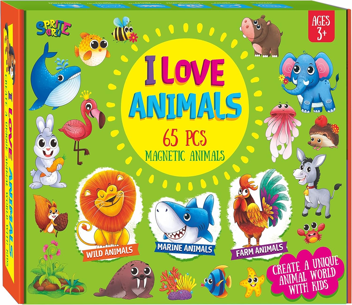 wholesale 65 pcs adorable magnetic animal fridge magnets - wild, farm & marine animals - thickened cardstock refrigerator magnets - cute educational learning toys for kids 3+ factory & supplier oem