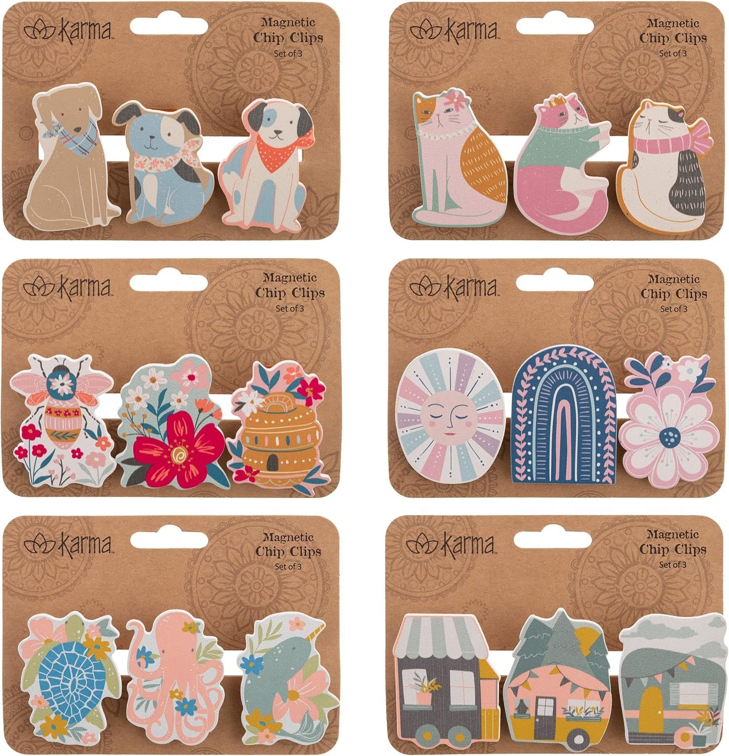 wholesale karma magnetic shaped chip clips - bag clips - potato chip bag clips - colorful and fun bag clips for food and storage - one size, dog factory & supplier oem