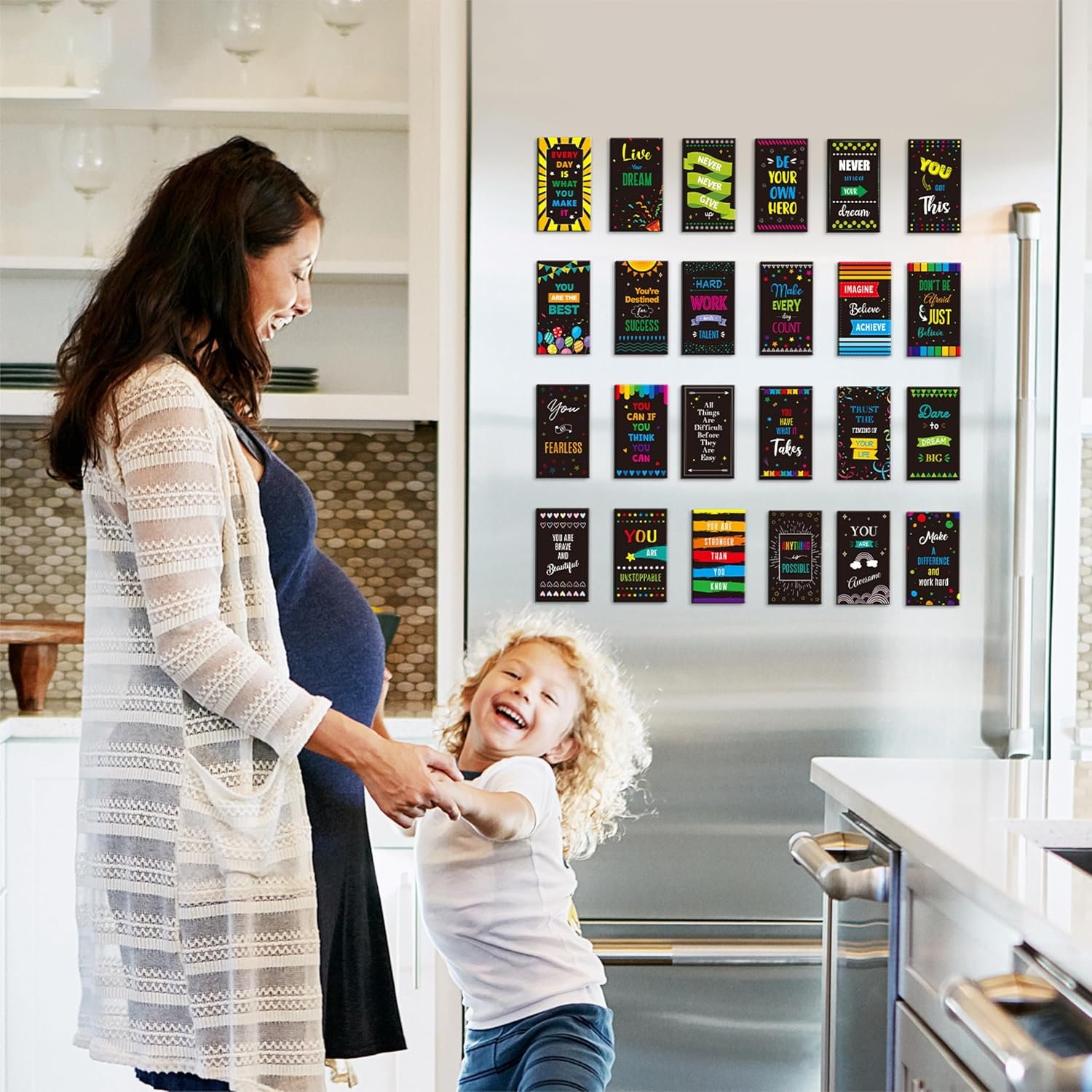 wholesale 50 pcs motivational magnets, 25 designs inspirational magnets positive affirmation decals for kids, adults, fridge (2' x 3.5') factory & supplier oem