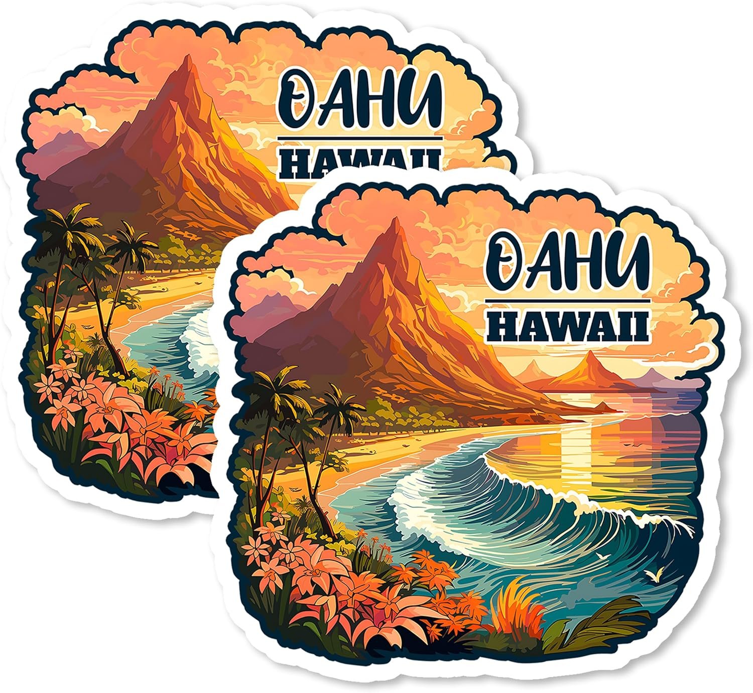 wholesale oahu hawaii magnet 4 inch 2-pack – strong vinyl decorative travel magnets for fridge locker kitchen office – cute fun aesthetic cool durable & long-lasting souvenir id44999 factory & supplier oem