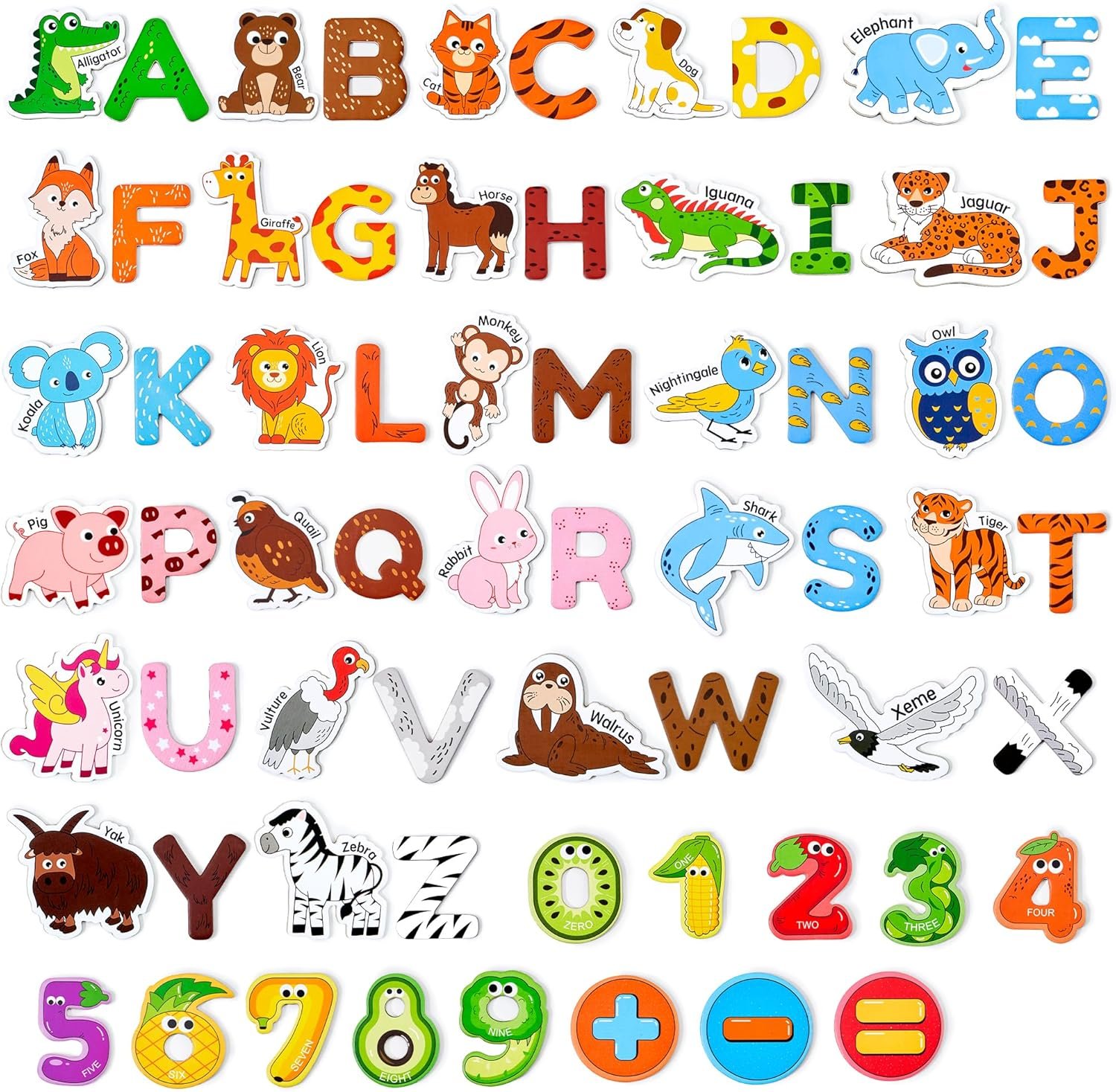 wholesale joycat wooden kids magnets – 26 cute animals, alphabet uppercase letters, and 0-9 numbers, fridge magnets for toddlers, fun educational spelling learning gift for toddlers & kids factory & supplier oem