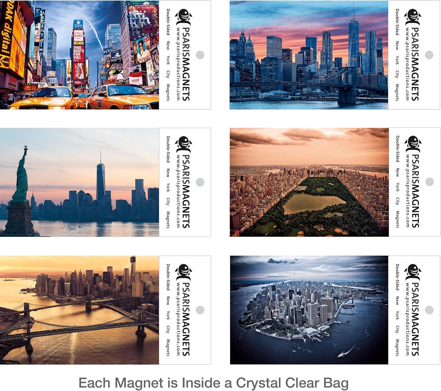 wholesale new york souvenir refrigerator magnets - double-sided, 6 pack, 3 x 4.5 inches, made in usa factory & supplier oem