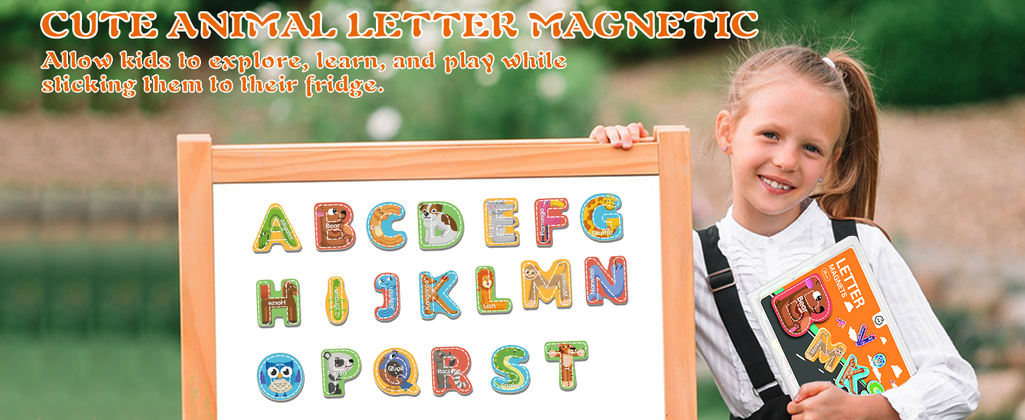 wholesale magnetic letter, thickened wooden abc alphabet fridge magnets for toddlers 1-3, large cute animal magnet learning toys set for kids ages 2 4 5 years old preschool learning (multicoloured) factory & supplier oem