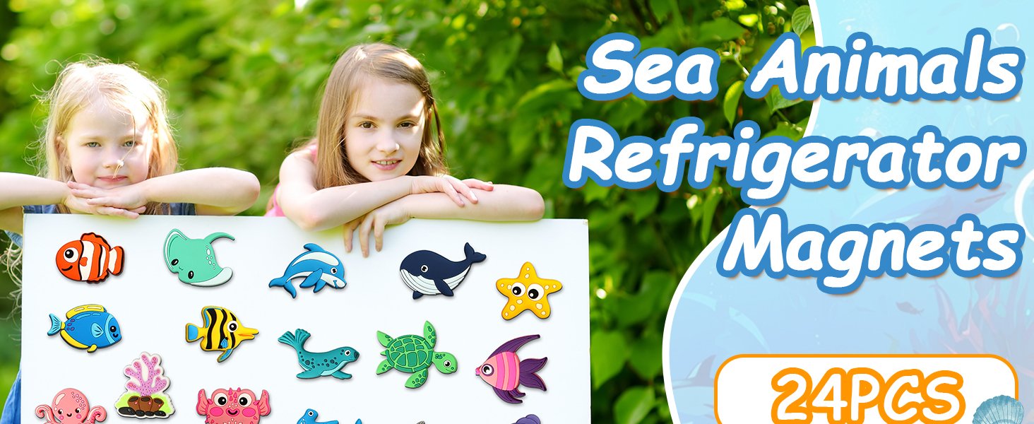 wholesale 24pcs ocean animals refrigerator magnets for toddlers 1-3 kids cute rubber sea animals educational toy sea life magnets for fridge full back magnetic toys for fridge whiteboard under the sea baby gift factory & supplier oem