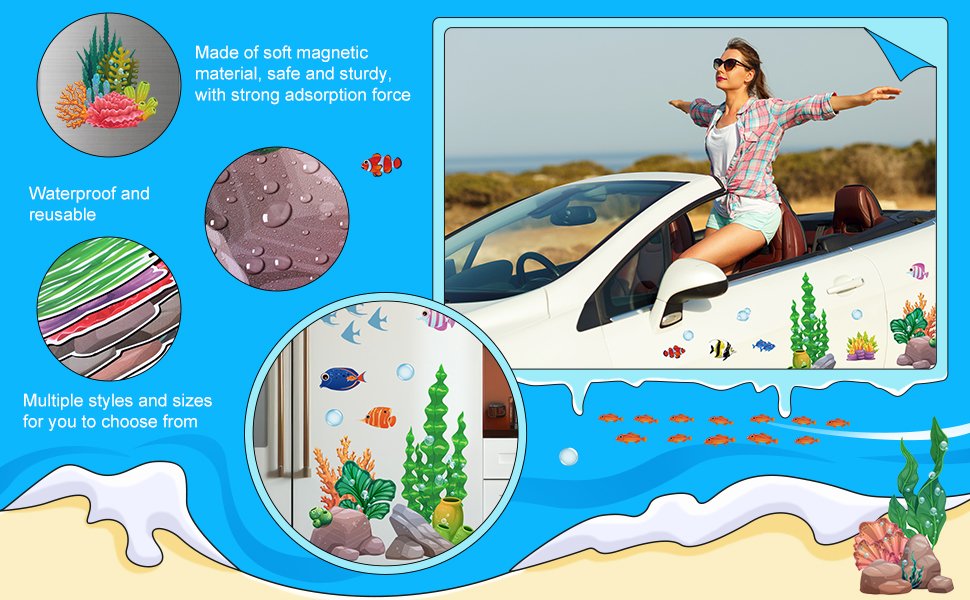 wholesale kanayu 48 pcs cruise door decorations magnetic under the sea cruise door magnet ocean animals magnet stickers fish coral reef magnets for cruise cabin door refrigerator car ship carnival party decor factory & supplier oem