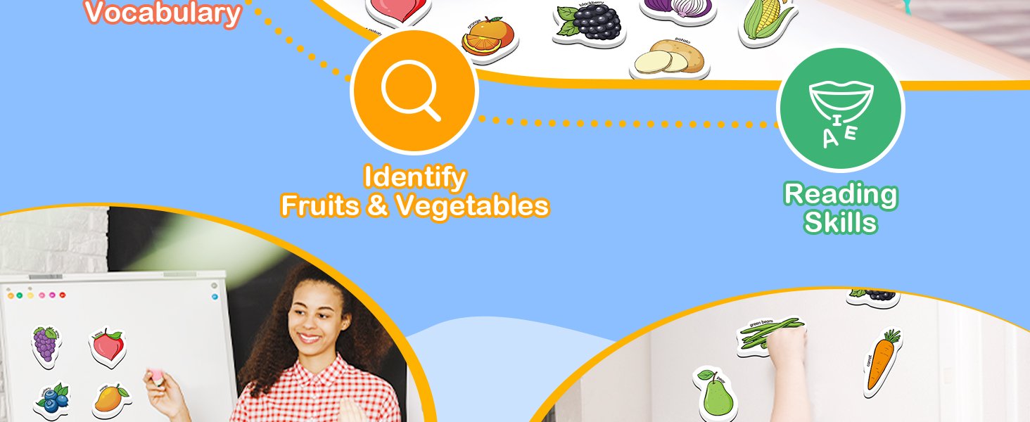 wholesale 40 magnetic food set - fridge magnets for kids, toddlers & preschool classroom - fruits & veggie toys for learning & speech therapy factory & supplier oem