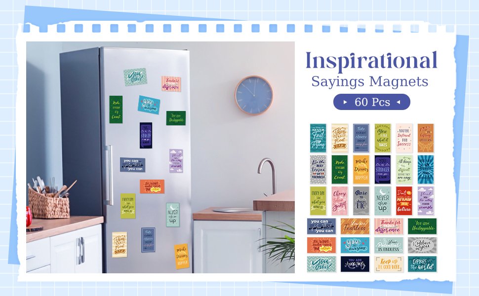 wholesale xuhal 60 pcs inspirational magnets bulk rectangle positive affirmation magnets decals decorative inspiring quotes fridge magnetic stickers for adults students team motivational gifts (classic) factory & supplier oem