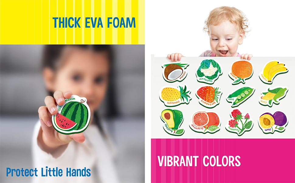 wholesale 35 pcs fruit & vegetable magnets, adorable magnetic fruits veggies thick foam fridge magnets cute educational learning toys for toddles kids factory & supplier oem