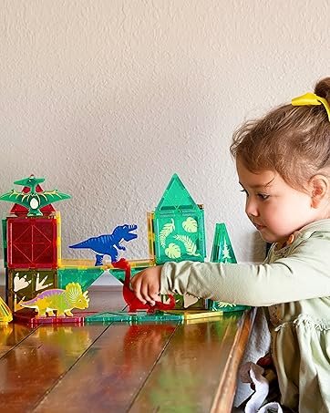 wholesale dinosaur toys magnetic tiles building blocks kids - dinosaur world stem magnet for toddlers creative construction play for 3+ year old boys girls ideal preschool learning sensory toys factory & supplier oem