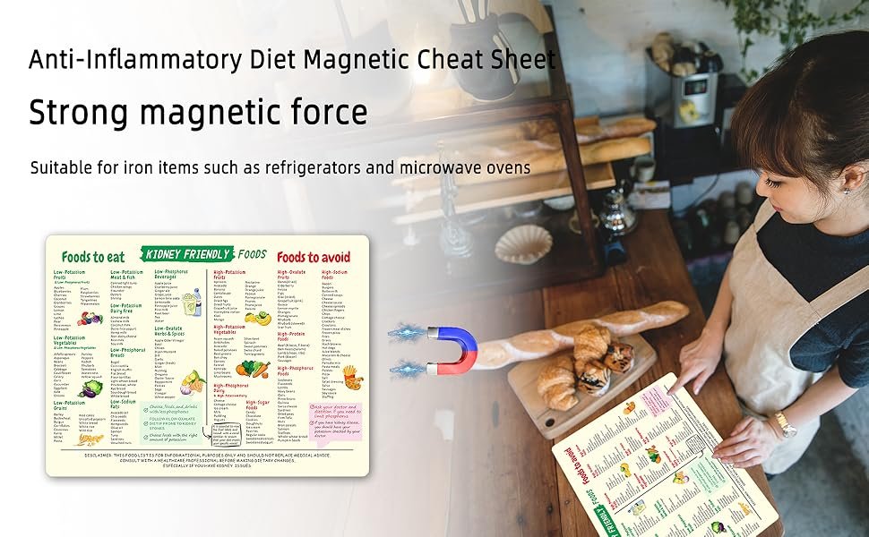 wholesale anti inflammatory diet food guide fridge magnets anti-inflammatory diet cheat chart,nutrition grocery list refrigerator magnets,healthy food list,kitchen & dining room assistance chart, 11x14.6in factory & supplier oem