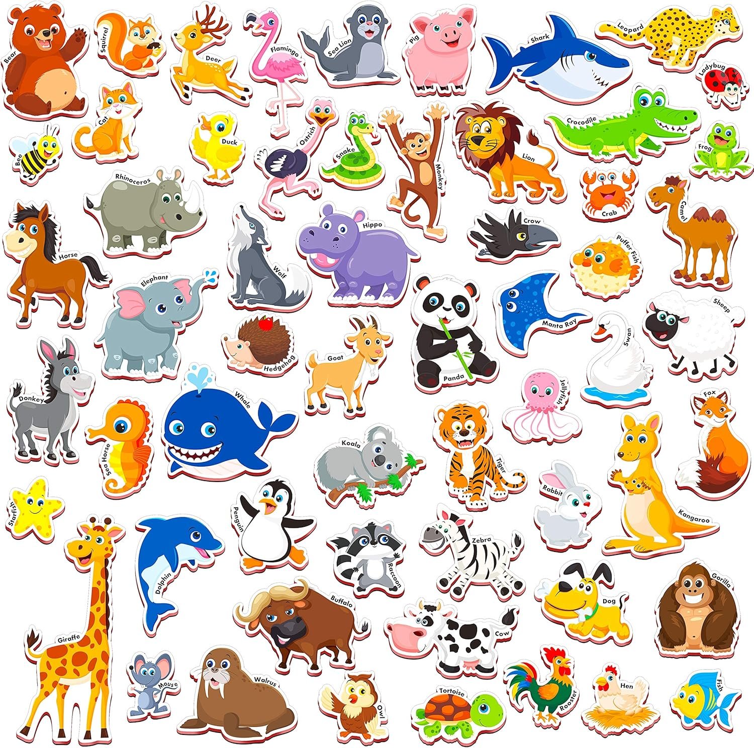 wholesale spritegru 60 pcs cartoon animals zoo magnets for toddlers kids, perfect preschool learning factory & supplier oem