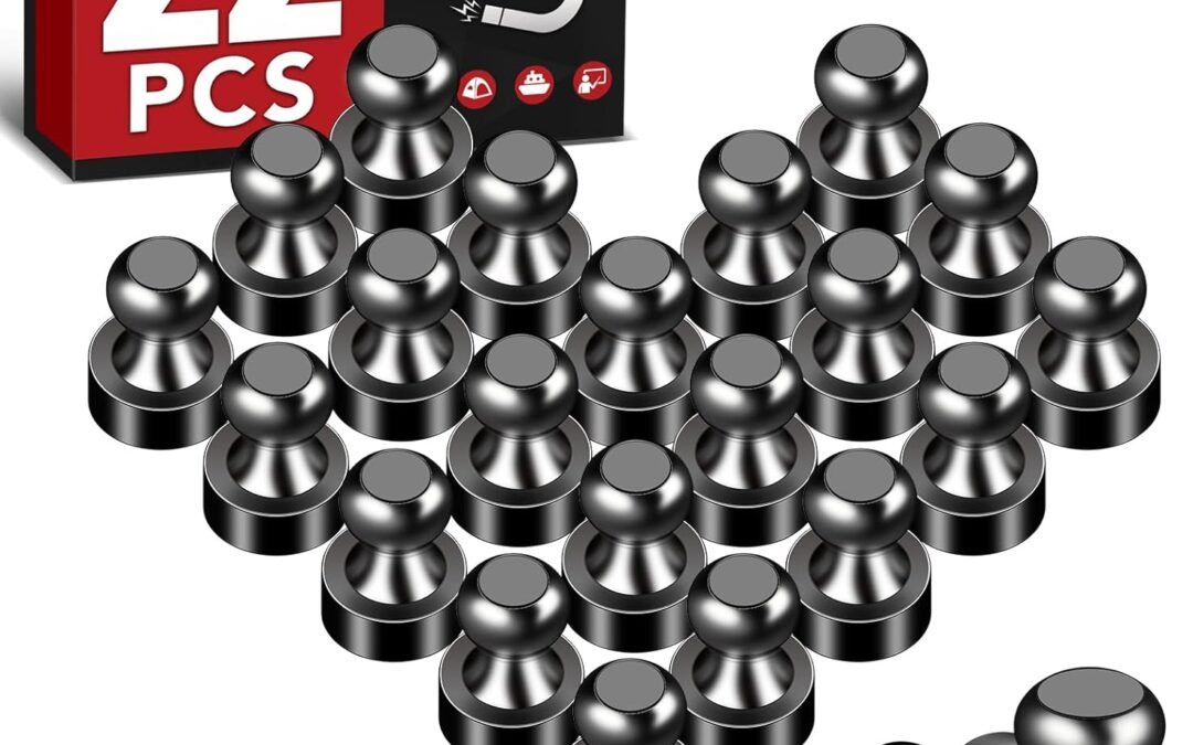 22pcs Strong Refrigerator Magnets - Black, Small, Kitchen, Whiteboard, Locker Accessories