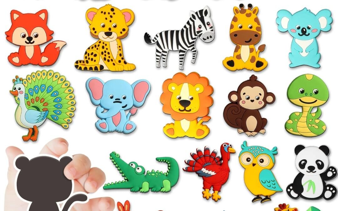 Wholesale 24PCS Jungle Animals Refrigerator Magnets for Toddlers 1-3 Kids Cute Rubber Safari Animals Educational Toy Wild Animal Magnets for Fridge Full Back Magnetic Toys for Fridge Whiteboard Baby Gift Factory & Supplier OEM