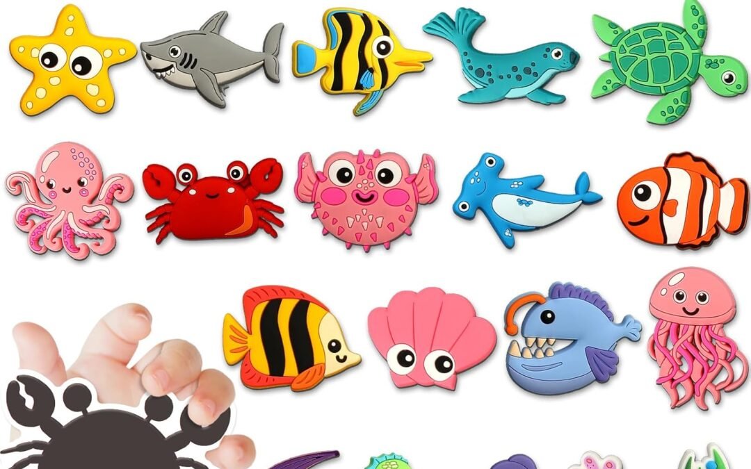 24PCS Ocean Animals Refrigerator Magnets for Toddlers 1-3 Kids Cute Rubber Sea Animals Educational Toy Sea Life Magnets for Fridge Full Back Magnetic Toys for Fridge Whiteboard Under the Sea Baby Gift