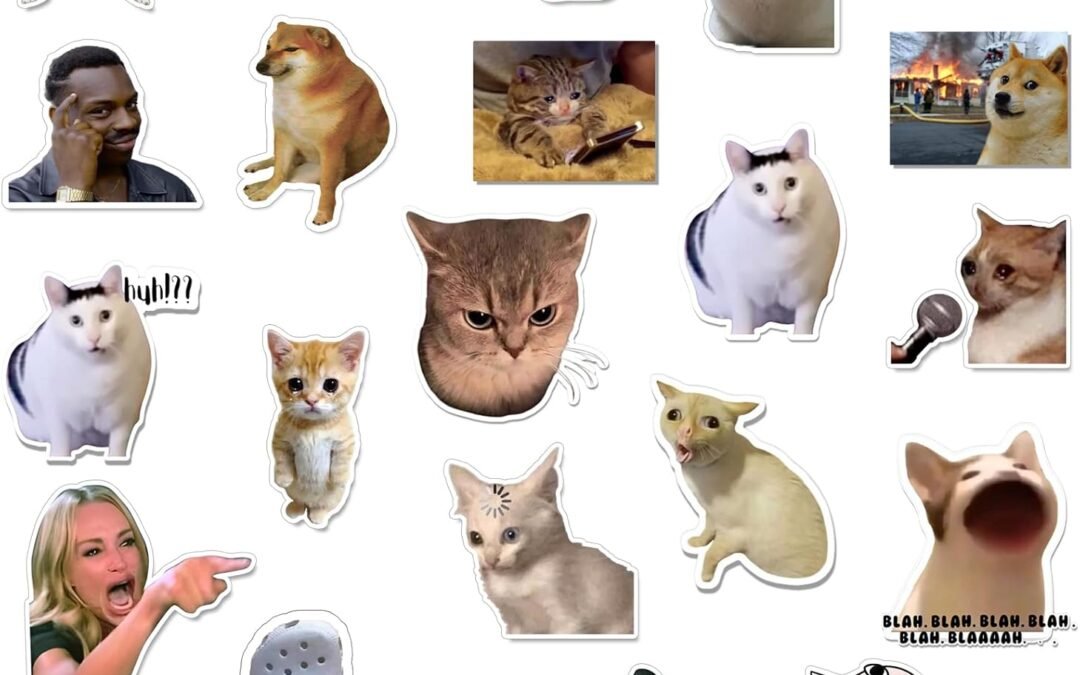 24Pcs Funny Magnets for Fridge Cat Meme Magnets Cool Magnet Set Crying Cat Dog Hamster Duck Magnets for Gaming Kitchen Home Decor Refrigerator Car Office Cabinet Dishwasher and Whiteboard Accessories