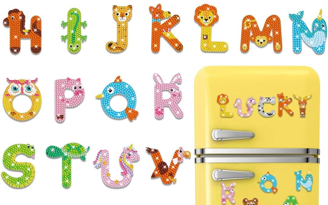 Wholesale 26 Pcs Diamond Art Painting Magnets Cartoon Animal Alphabet Letters for Toddler Kid Fridge ABC Magnetic Letters Educational Toy Set for Preschool Learning Spelling, Birthday Baby Shower Parties Gift Factory & Supplier OEM