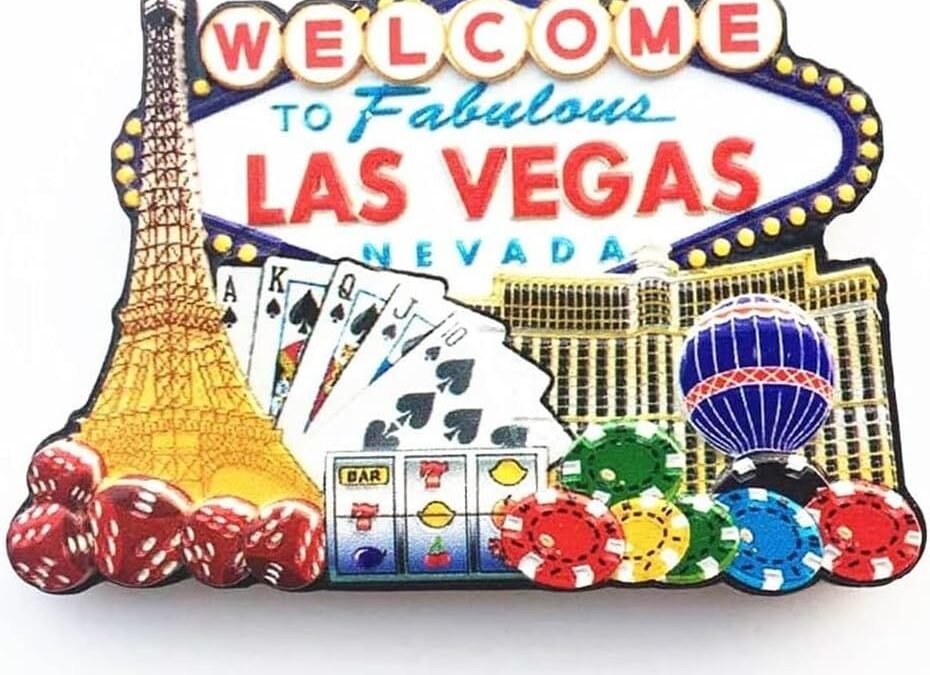3D Las Vegas Skyline Fridge Magnet Home & Kitchen Decorative Magnetic Sticker, Classic Las Vegas Souvenir, Natural Resin Sign