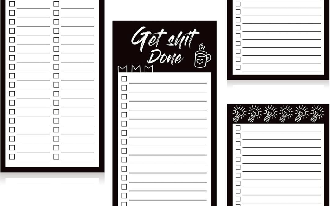 4 Pieces Magnetic Grocery List Pads Magnet to Do List Notepads Magnetic Refrigerator Memo Pad Funny Shopping Reminders Tear off Grocery Notepad, 2 Sizes