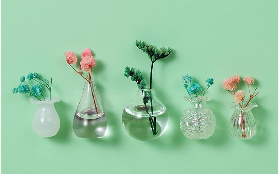 Wholesale 5 PCS Mini Glass Vase Magnets for Fridge, Cute 3D Tiny Bud Flower Pot Vases Magnetic Refrigerator, Funny Vases Plants Decoration Kitchen Locker Office Accessories Factory & Supplier OEM