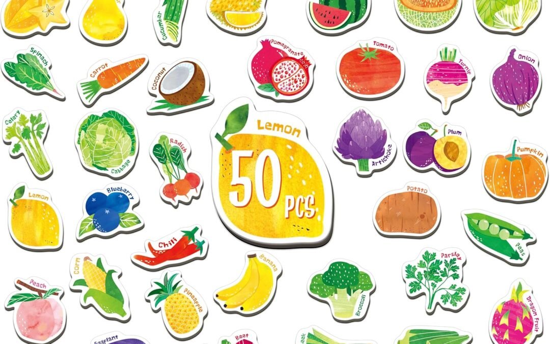 Wholesale 50 PCS Fruit & Vegetable Magnets, Adorable Magnetic Fruits Veggies Thick Fridge Magnets Cute Educational Learning Toys for Toddles Kids 1-2 Factory & Supplier OEM