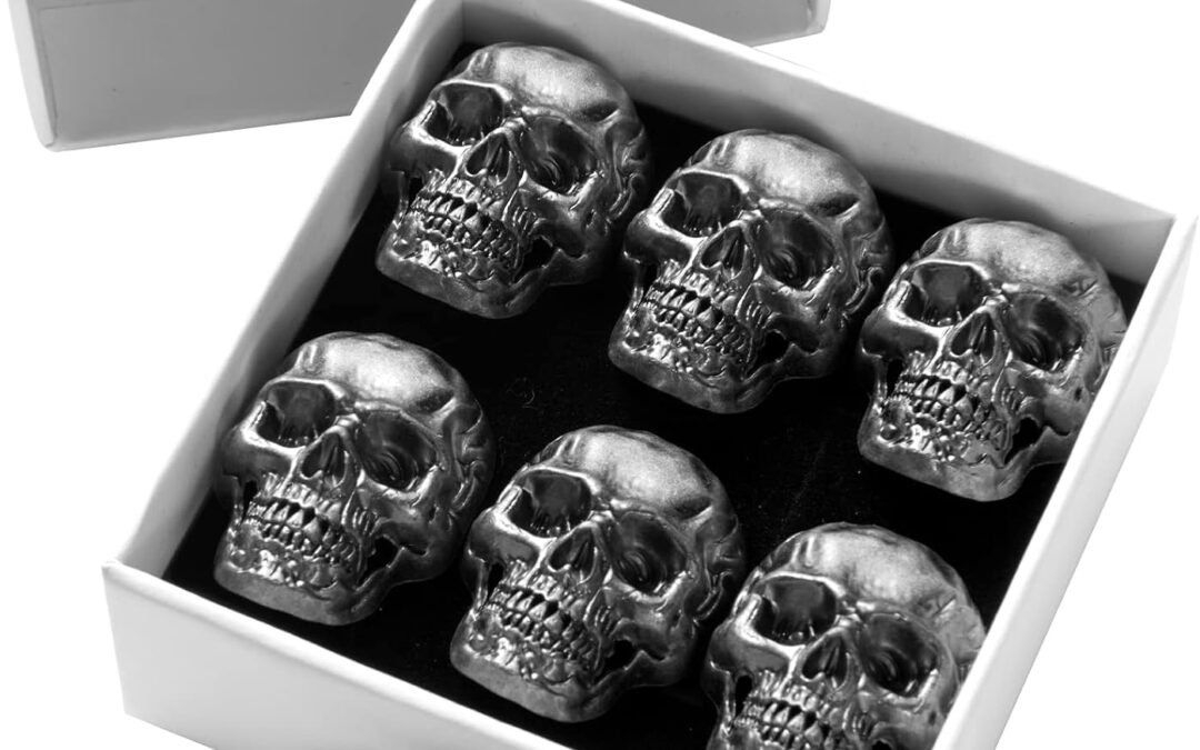 6 Pcs Skull Stainless Steel Refrigerator Magnets,Cool,Strong,Cute,Unique Funny Goth Decorative Fridge Magnets for Adults, Boys,for Kitchen,Office Whiteboards,Lockers,Imanes para Refrigerador (Black)…