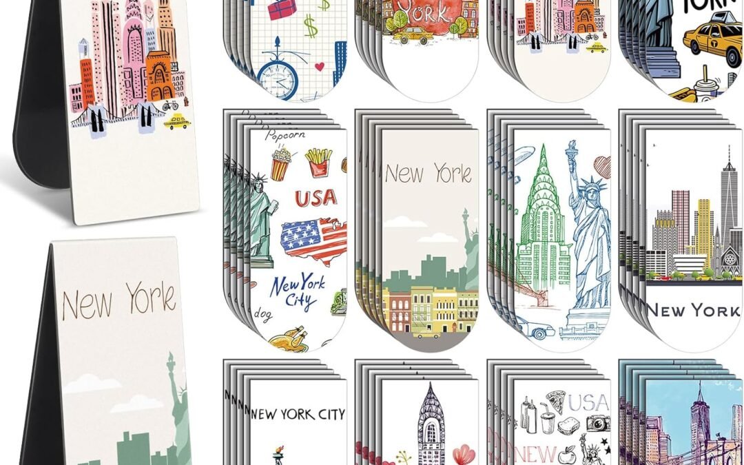60 Pcs Traveling City Magnetic Bookmarks New York Florida City Bookmark NYC Florida Gifts USA City Souvenirs for New York Florida Traveler Party Gifts Office Supplies (New York)