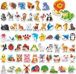 65 PCS Adorable Magnetic Animal Fridge Magnets - Wild, Farm & Marine Animals - Thickened Cardstock Refrigerator Magnets - Cute Educational Learning Toys for Kids 3+