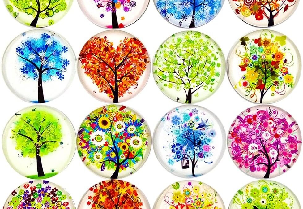 Wholesale Aligle 16pcs Beautiful Glass Refrigerator Magnets Fridge Stickers Funny for Office Cabinets Whiteboards Decorative Photo Abstract (Tree of Life) Factory & Supplier OEM