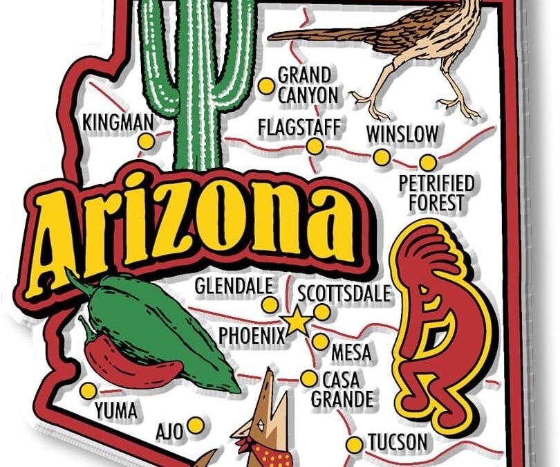 Arizona Jumbo State Magnet by Classic Magnets, 3.2" x 4.1", Collectible Souvenirs Made in The USA