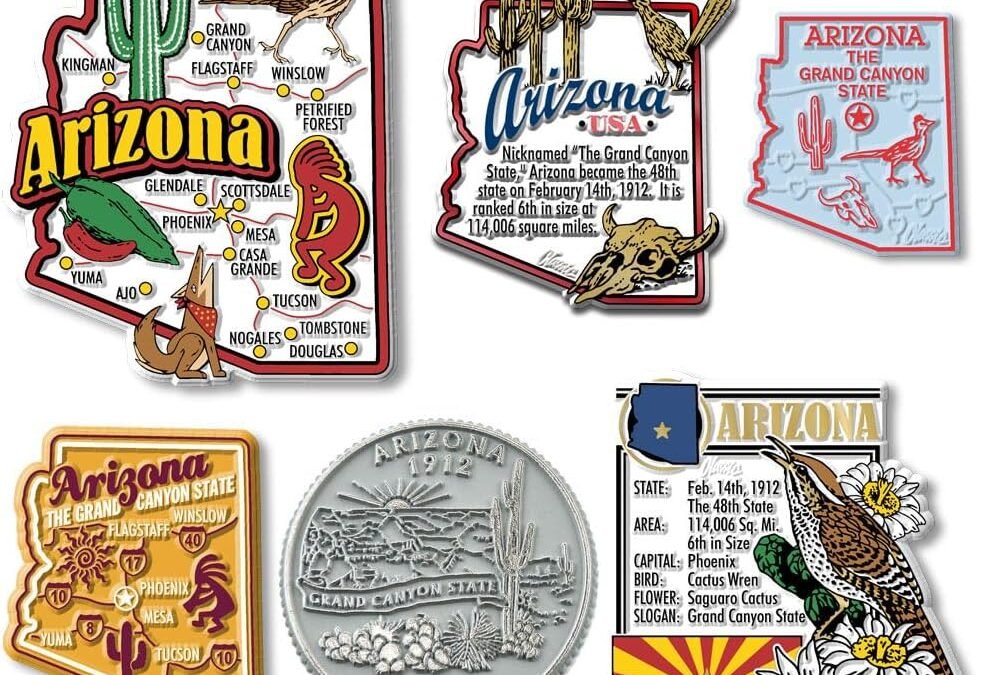 Wholesale Arizona Six-Piece State Magnet Set by Classic Magnets, Includes 6 Unique Designs, Collectible Souvenirs Made in The USA Factory & Supplier OEM
