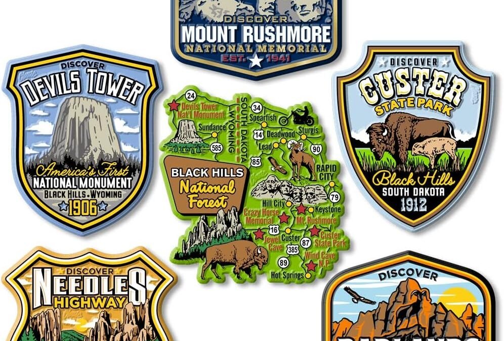 Wholesale Black Hills Set of 6 Magnets by Classic Magnets, Collectible Souvenirs Made in The USA Factory & Supplier OEM