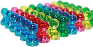Bullseye Office - Assorted Acrylic Push Pin Magnets - Perfect as Refrigerator Magnets, Whiteboard Magnets, Office Magnets (48, Assorted)