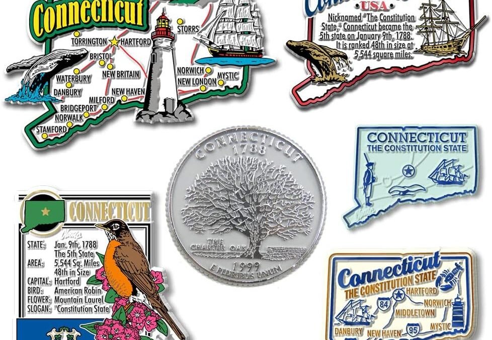 Wholesale Connecticut Six-Piece State Magnet Set by Classic Magnets, Includes 6 Unique Designs, Collectible Souvenirs Made in The USA Factory & Supplier OEM