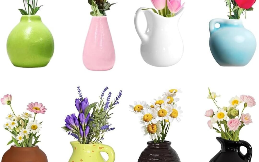 Wholesale Cute Ceramic Vase Fridge Magnets, 8PCS Mini Magnet Vases for Flowers – 2025 New Mini Bud Vases Magnetic Flower Pot for Fridge, Funny Magnetic Flower Pot Vases 3D Plant Magnets Factory & Supplier OEM