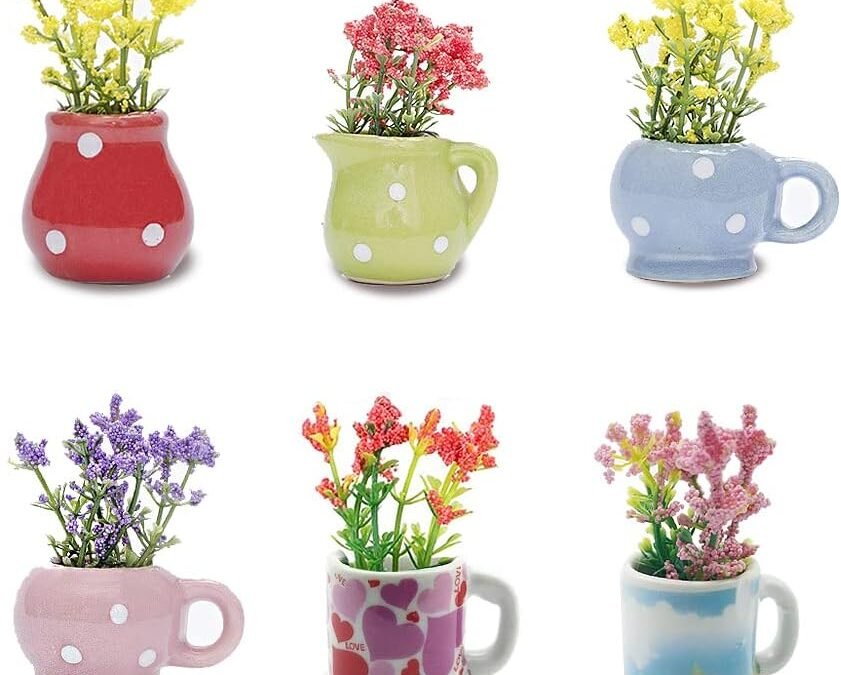 Cute Plant Fridge Magnets Funny Mini Plant Magnets for Fridge, Simulation Ceramic Flower Vase 3D Refrigerator Magnet Set 6 Pack,Decoration for Kitchen,House,Office,Whiteboard